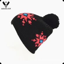 30%Wool 70%Acrylic Jacquard Lady Winter Cap with Half Fleece Lining